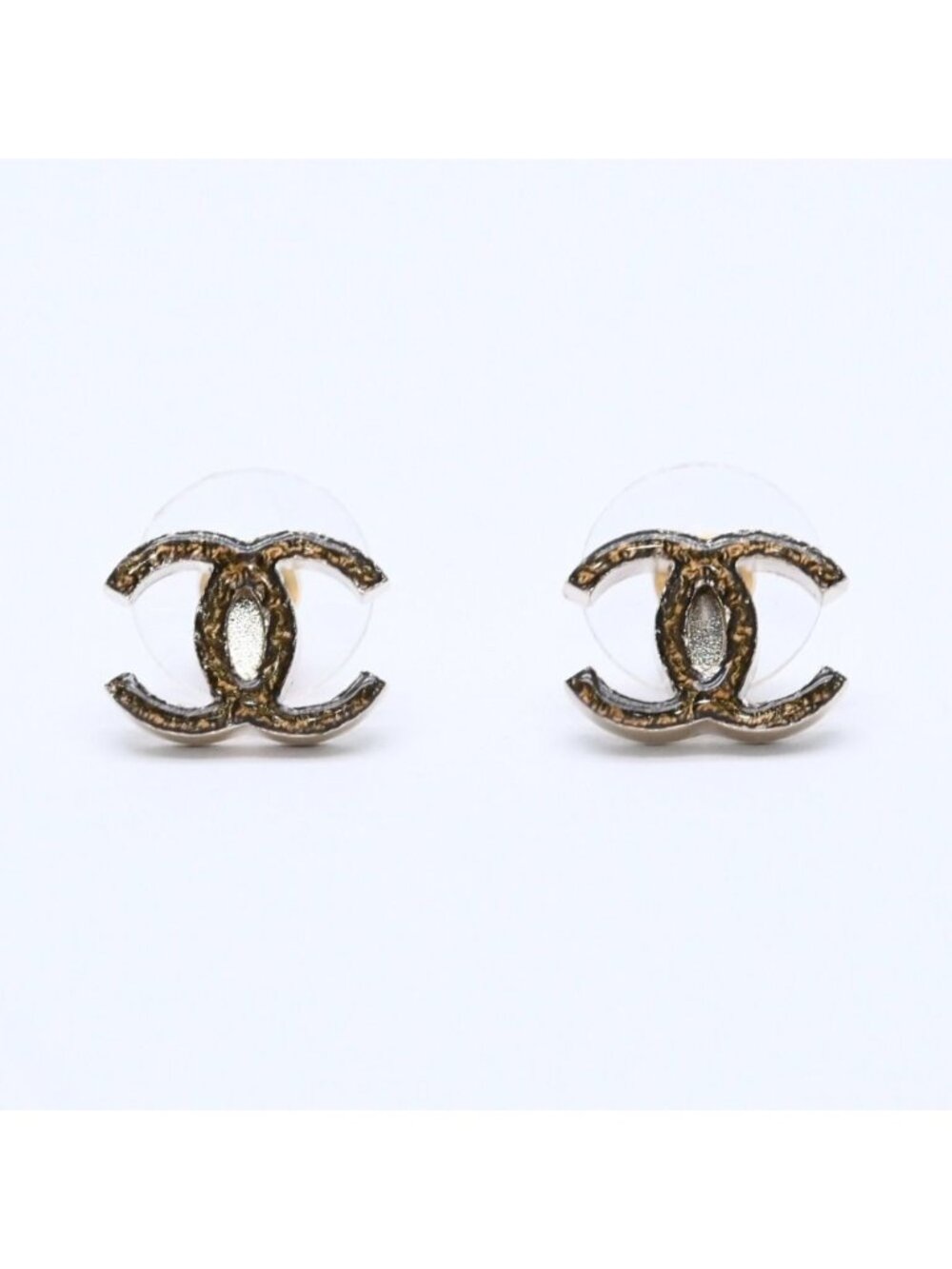 Chanel Earrings Slim CC Logo Marble Pattern Gold Black 10 One Side CC Chain 10c
